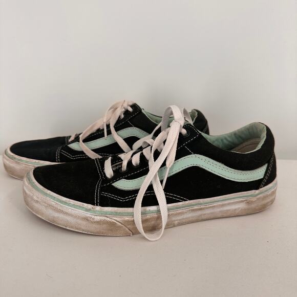 Vans Old Skool Skateboard Low Top Sneakers Black & Mint Size 7M / 8.5W - Picture 5 of 7